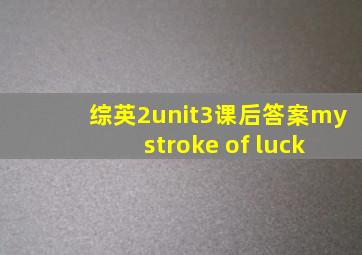 综英2unit3课后答案my stroke of luck